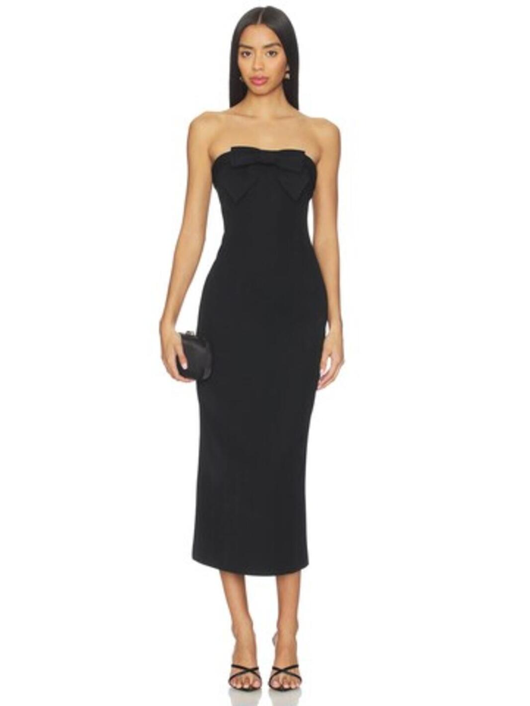 Line & Dot Elodie Midi Dress In Black
